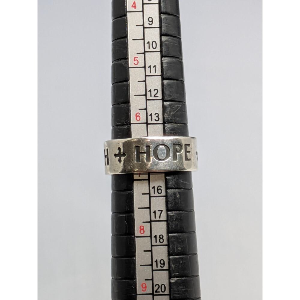 JAMES AVERY RETIRED STERLING SILVER FAITH HOPE LOVE WIDEBAND RING SIZE 6.5 - Picture 5 of 5